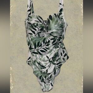 NIPTUCK Swim Greenery and White one-piece Swimsuit with cute boho vibe